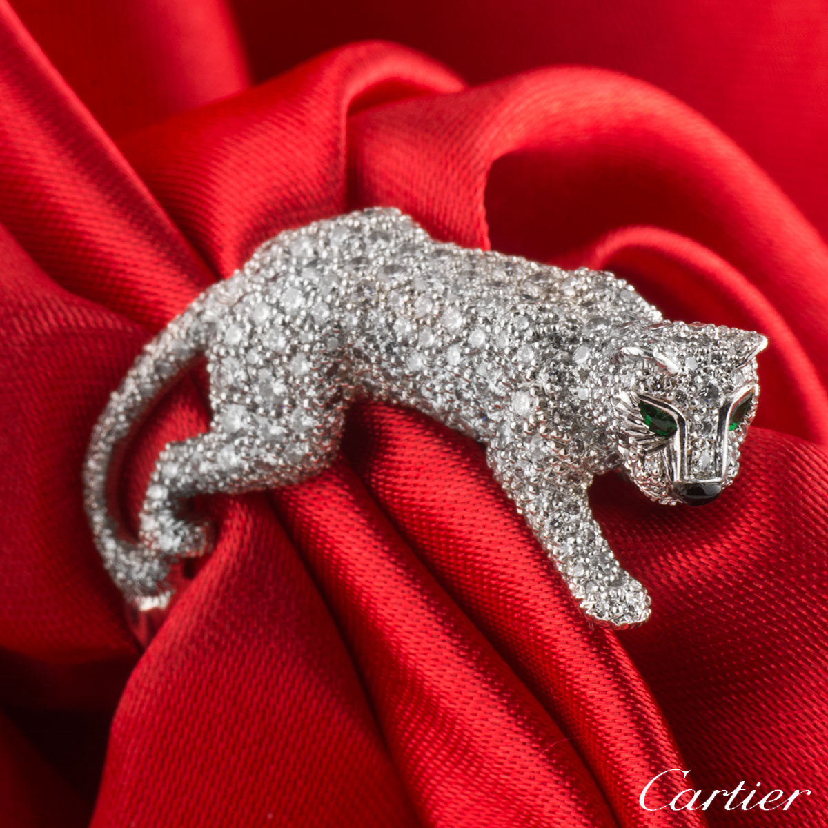 Cartier White Gold Diamond Panthere Ring | Rich Diamonds